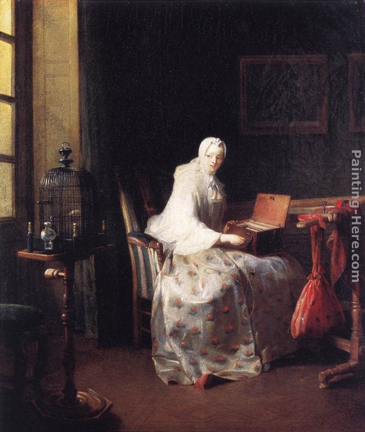 The Canary painting - Jean Baptiste Simeon Chardin The Canary art painting
